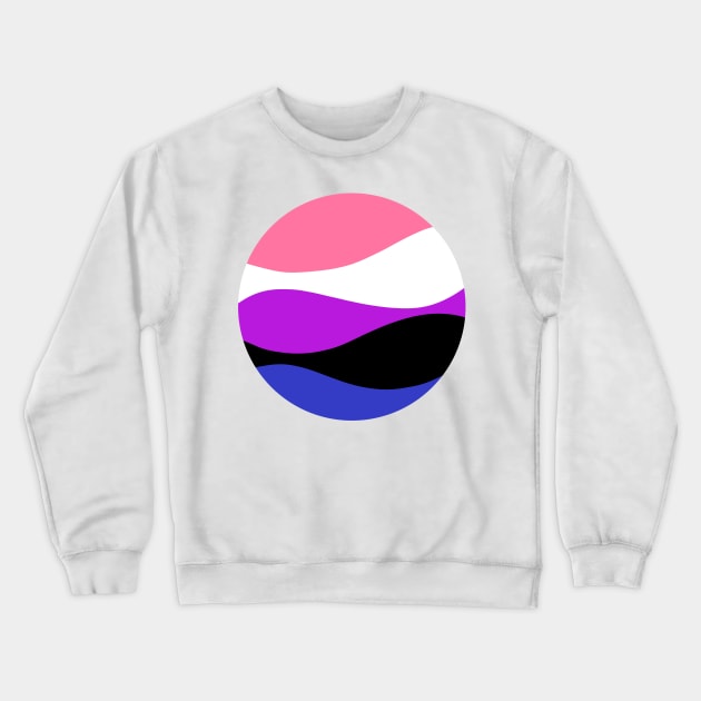 Genderfluid Waves Circle Crewneck Sweatshirt by JustGottaDraw